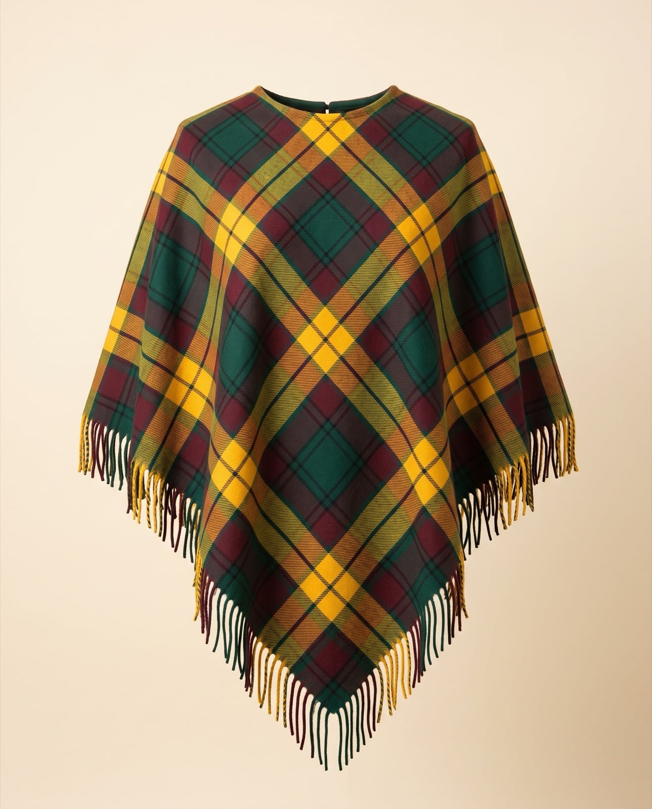 Tartan Poncho (Tonag) in fine wool